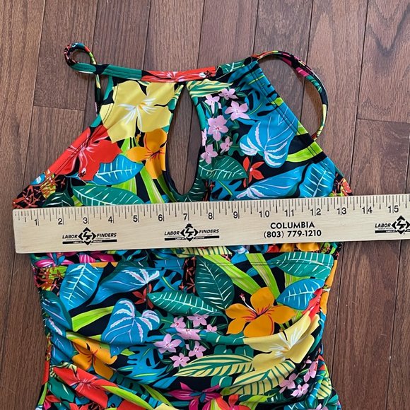 New Ellen Tracy Green Floral Swimsuit Size 8 - Picture 10 of 12